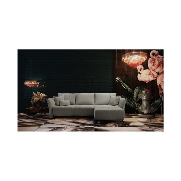Šviesiai pilka sofa-lova Devichy Hermes John, dešinysis kampas-image-3