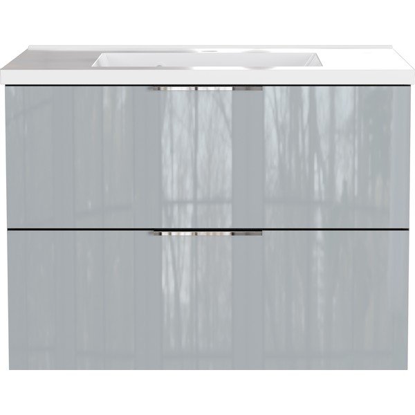 Pilkos spalvos blizgus pakabinama spintelė po kriaukle 81x61 cm Celano – Germania-image-2