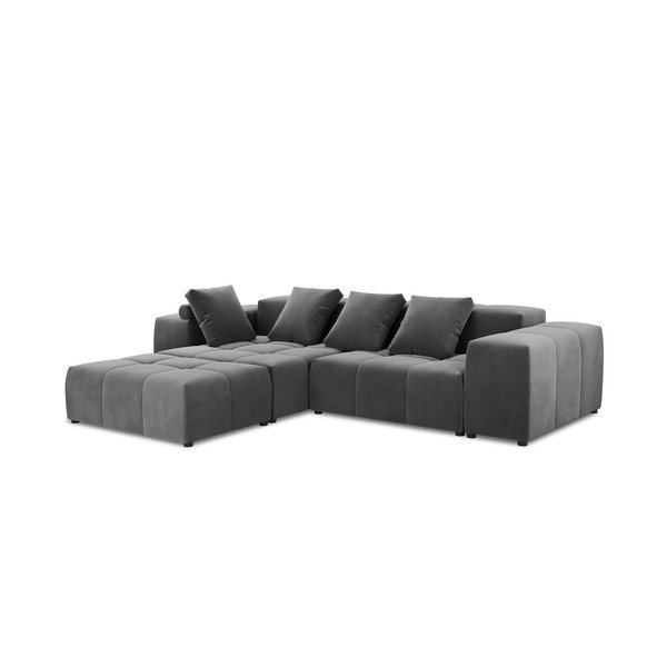 Pilka aksominė kampinė sofa (kintama) Rome Velvet - Cosmopolitan Design-image-2