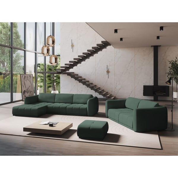 Žalios spalvos kampinė sofa (su kairiuoju kampu) Hoku – Makamii-image-1