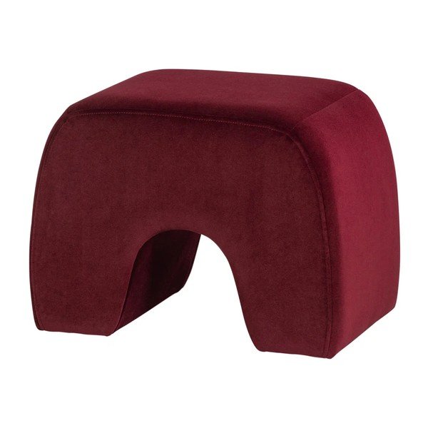 Bordo spalvos pufas iš velveto Lucen – WOOOD-image-3