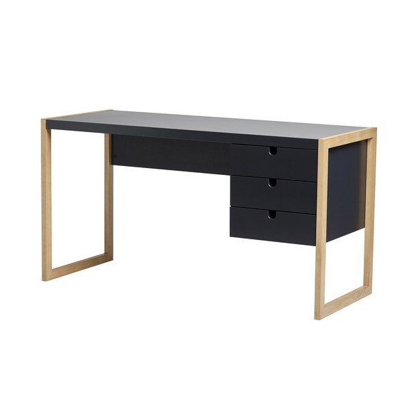 Antracito pilkos spalvos darbo stalas "Marckeric Square", 140 x 75 cm-image-4