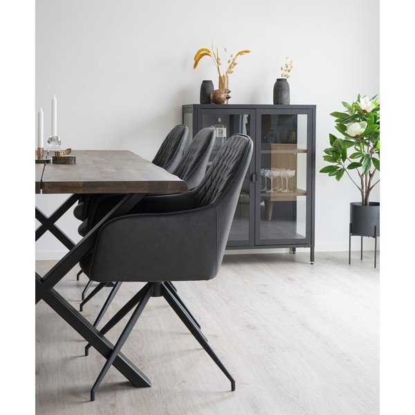 Tamsiai pilkos spalvos iš audinio valgomojo kėdė Harbo – House Nordic-image-1