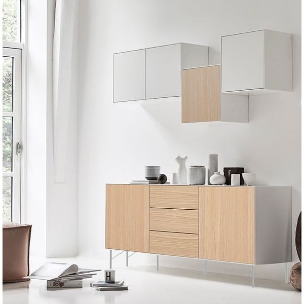 Balta komoda su ąžuolo durelėmis Edge by Hammel-image-1