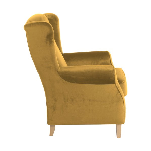 Aksominis geltonos spalvos krėslas Max Winzer Lorris-image-3