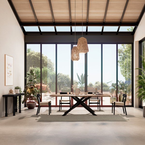 Iš akacijos masyvo valgomojo stalas 100x220 cm Anuri – MOME-image-1