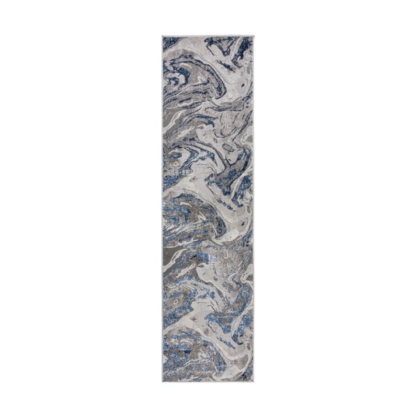 Mėlynai pilkas kilimas Flair Rugs Marbled, 80 x 300 cm