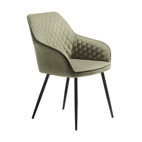 Khaki spalvos iš audinio valgomojo kėdė su porankiais Milton – Unique Furniture