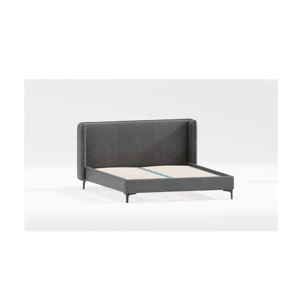 Viengulė lova tamsiai pilkos spalvos audiniu dengta su lovos grotelėmis 90x200 cm Basti – Ropez
