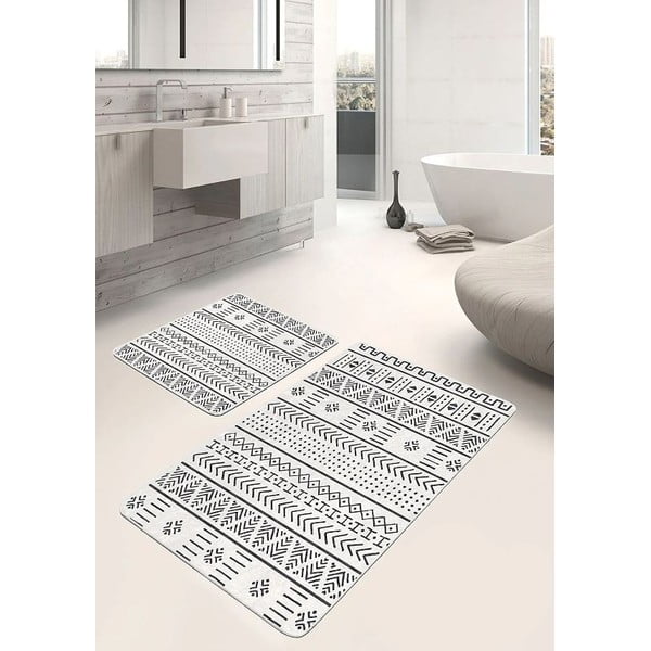Vonios kilimėliai juodos ir baltos spalvos 2 vnt. 60x100 cm – Mila Home-image-2