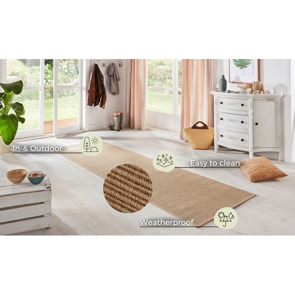 Smėlio spalvos lauko kilimas 80x450 cm Nature – Hanse Home-image-3