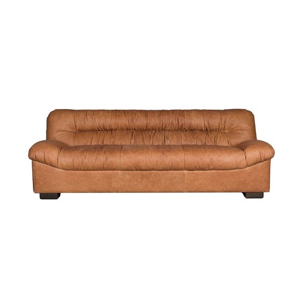 Konjako rudos spalvos iš odos sofa 214 cm Douglas – Dutchbone