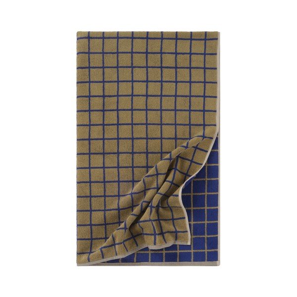 Žalios spalvos/mėlynos spalvos iš medvilnės vonios rankšluostis 90x150 cm Grid – Jotex