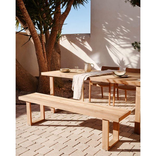 Natūralios spalvos medinis sodo suolas Canadell - Kave Home-image-1