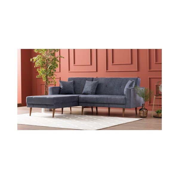 Mėlynai pilka sofa lova Dublinas, kairysis kampas-image-4