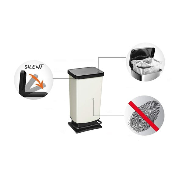 40 l juoda šiukšliadėžė su pedalais, pagaminta iš perdirbto plastiko Paso - Rotho-image-4