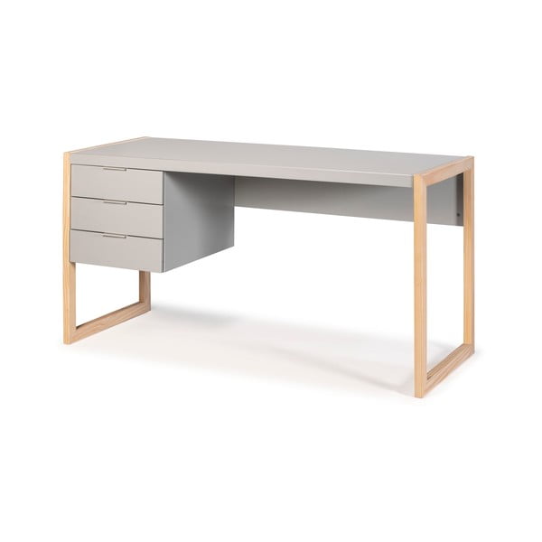 Pilkas rašomasis stalas su pušies medienos kojomis Marckeric Frank-image-3