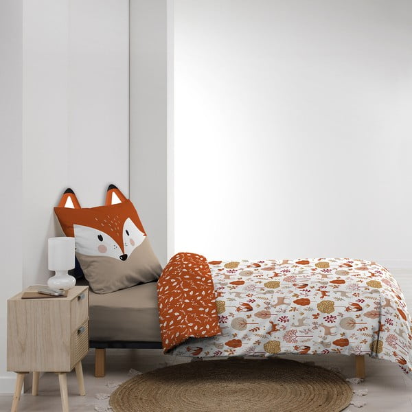 Baltos spalvos/terakotos spalvos iš medvilnės viengulė vaikiška patalynė 140x200 cm Roxy – douceur d'intérieur-image-4