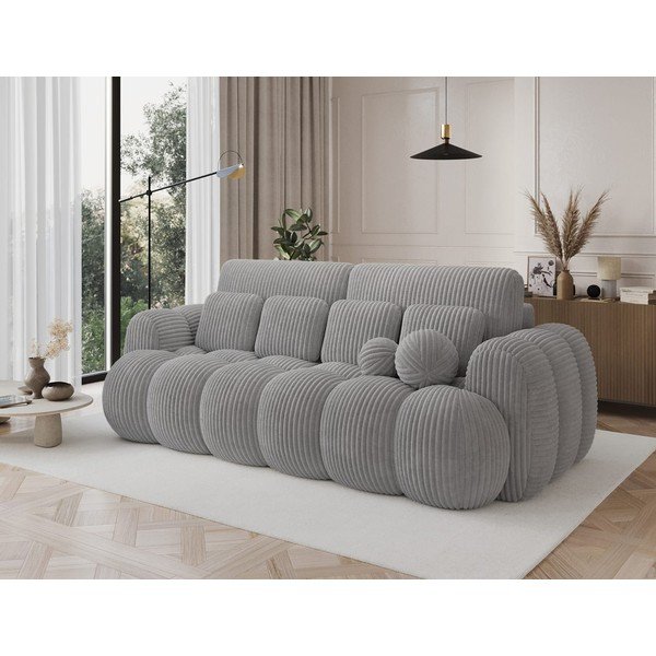 Pilkos spalvos sulankstoma sofa iš kordinio velveto 256 cm Cotonn – ELTAP-image-3