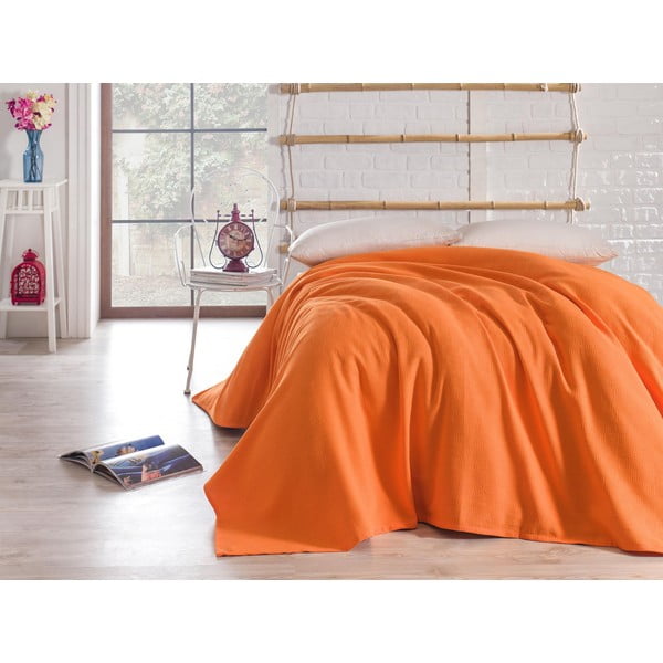 Oranžinis medvilninis užvalkalas dvigulei lovai 200x240 cm Orange - Mijolnir