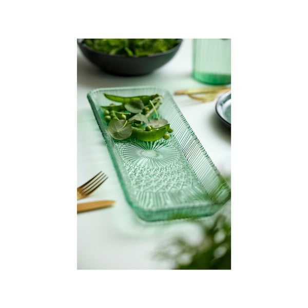Serviravimo padėklas žalios spalvos iš stiklo  14x38 cm Kusintha – Bitz-image-2