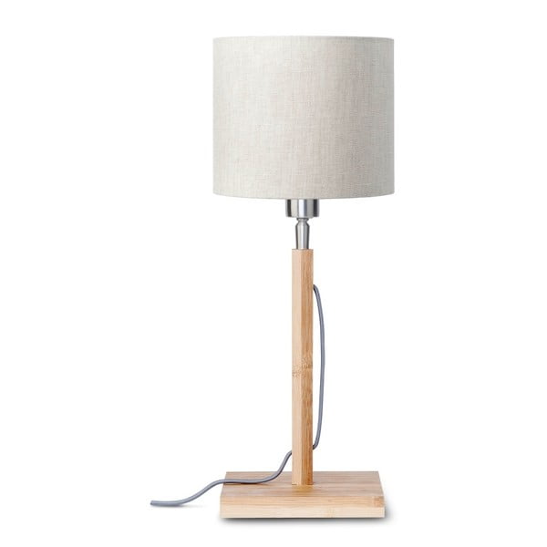 Stalo lempa su šviesiai smėlio spalvos atspalviu ir bambukinis konstrukcija Good&Mojo Fuji