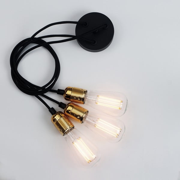 Juodas trijų šakų pakabinamas šviestuvas su aukso spalvos detalėmis Sotto Luce Uno-image-4