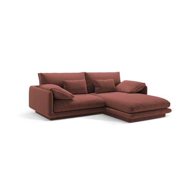 Iš velveto kampinė sofa rožinės spalvos (su dešiniuoju kampu/su gultu) Torino – Micadoni -image-2