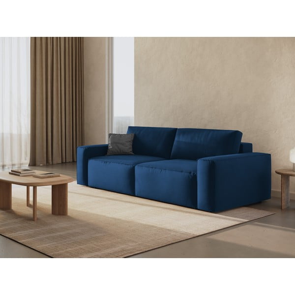 Tamsiai mėlynos spalvos iš velveto sulankstoma/su sandėliavimo vieta sofa 247 cm Jodie – Micadoni -image-1