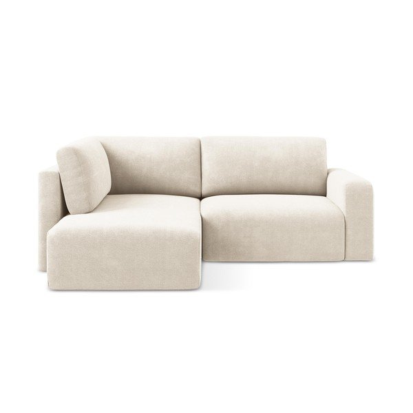 Kreminės spalvos sulankstoma/su sandėliavimo vieta kampinė sofa iš šenilinio audinio (su kairiuoju kampu/„L“ formos) Kona – Makamii