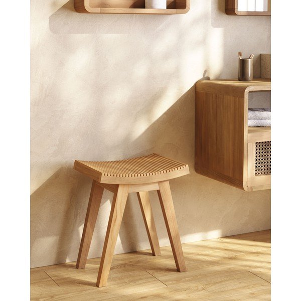 Natūralios spalvos iš tikmedžio masyvo taburetė Vicentina – Kave Home-image-1