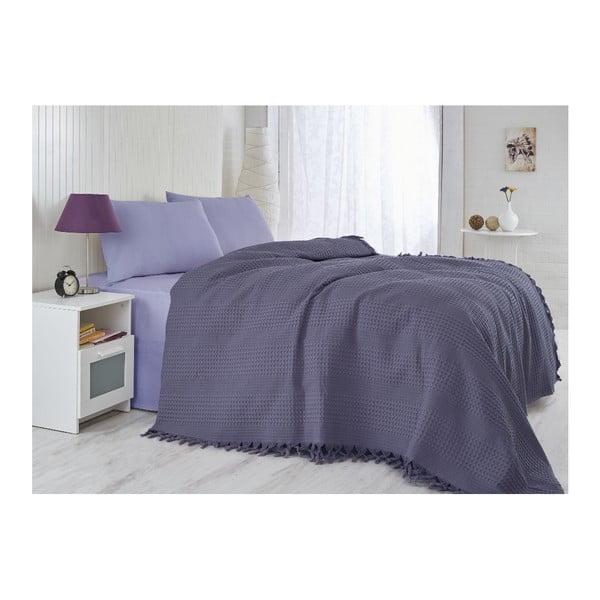 Lengvas medvilninis viengulės lovos užtiesalas Grace Deep Purple, 180 x 240 cm