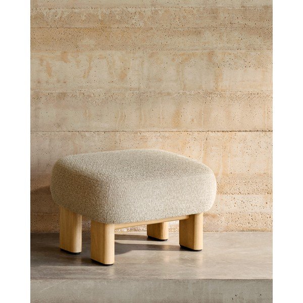 Smėlio spalvos iš šenilinio audinio taburetė Nema – Kave Home-image-1