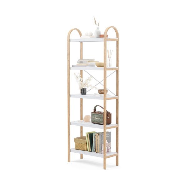 Balta natūrali lentyna iš egzotinio medžio dekoro 61x170 cm Bellwood - Umbra-image-4