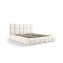 Iš aksomo dvigulė lova kreminės spalvos audiniu dengta su sandėliavimo vieta su lovos grotelėmis 180x200 cm Bellis – Micadoni 