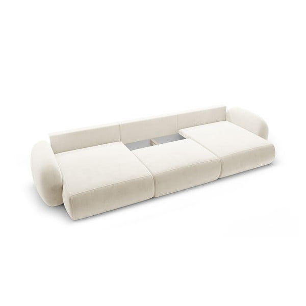 Kreminės spalvos iš velveto sulankstoma/su sandėliavimo vieta kampinė sofa („U“ formos) Tonale – Cosmopolitan Design-image-2