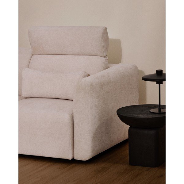 Smėlio spalvos reguliuojama/sulankstoma sofa iš šenilinio audinio su gultu 255 cm Lares – Kave Home-image-1