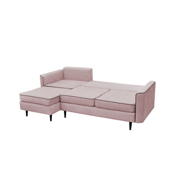 Rožinė sofa lova su juodomis kojomis Mazzini Sofos Dragonfly, kairysis kampas-image-4