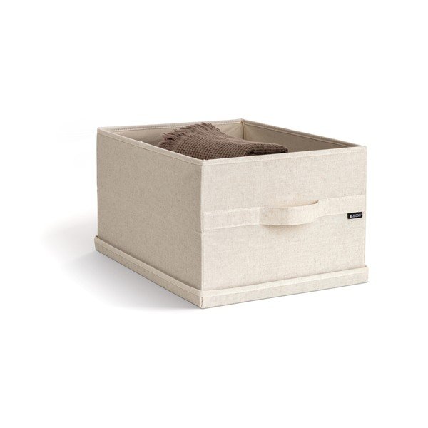 Smėlio spalvos iš tekstilės daiktadėžė su dangčiu 36x46x25 cm Soft Storage Large – Bigso-image-3