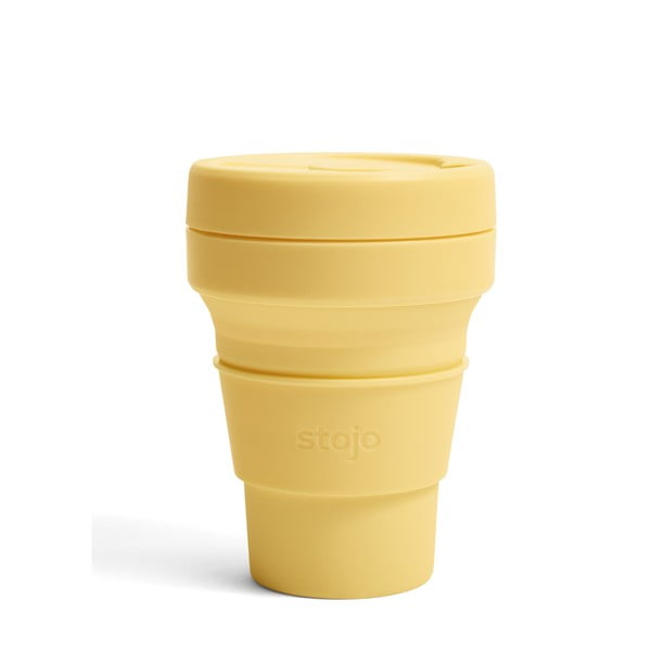 Geltonas kelioninis puodelis Stojo Pocket Cup Mimosa, 355 ml
