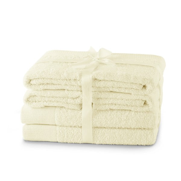Kreminės spalvos iš frote audinio iš medvilnės vonios rankšluosčių rinkiniai 6 vnt. Amari – Restilo