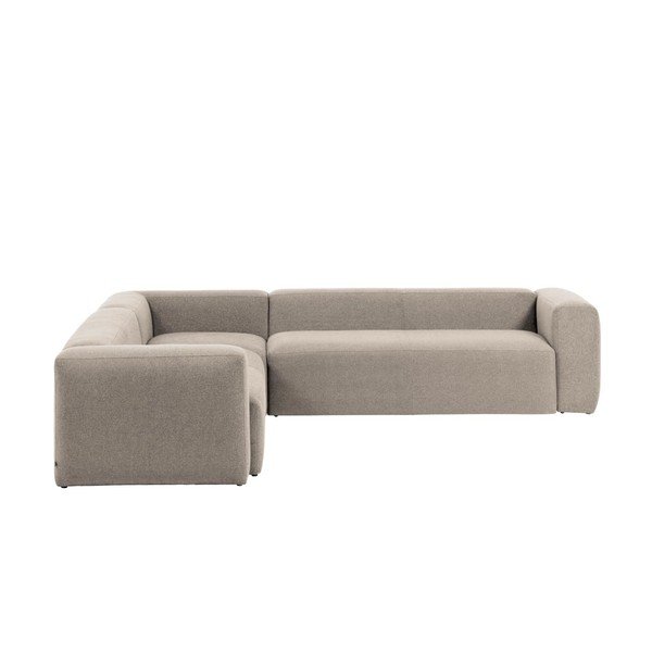 Smėlio spalvos iš šenilinio audinio kampinė sofa Blok – Kave Home-image-2