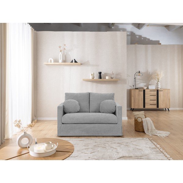 Šviesiai pilkos spalvos sofa 140 cm Paphos – Ropez-image-2