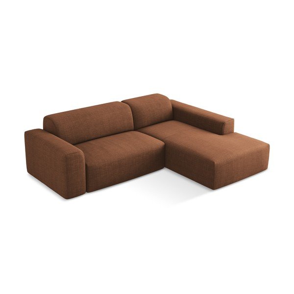 Terakotos spalvos kampinė sofa (su dešiniuoju kampu/su gultu) Keli – Makamii-image-3