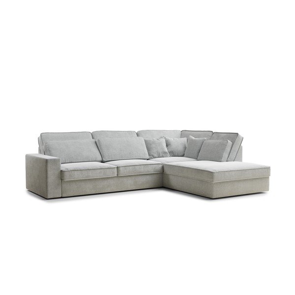 Šviesiai pilkos spalvos kampinė sofa iš šenilinio audinio (su dešiniuoju kampu/„L“ formos) Kirou – Maison de Rêve-image-2