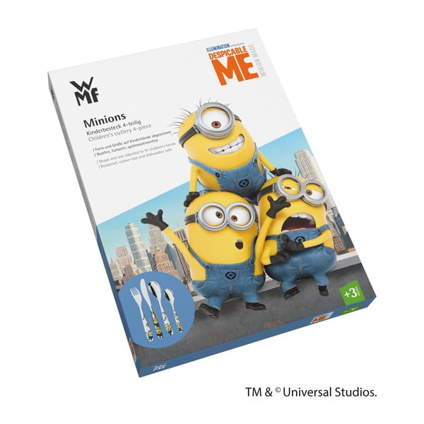 4 dalių nerūdijančio plieno vaikiškas stalo įrankių rinkinys WMF Minions-image-1