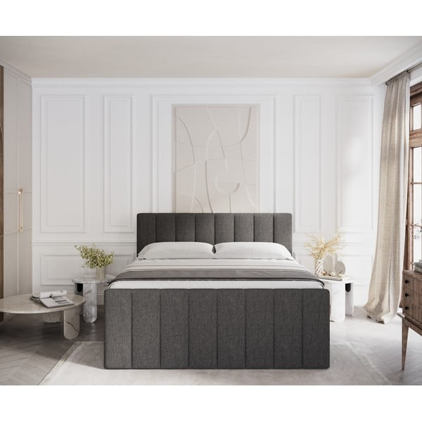 Spyruoklinė lova juodos spalvos su sandėliavimo vieta 140x200 cm Ruby – Maison de Rêve-image-3