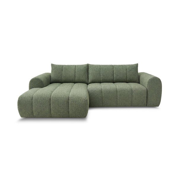 Žalios spalvos kampinė sofa (su kairiuoju kampu/su gultu) Nesty – Bobochic Paris