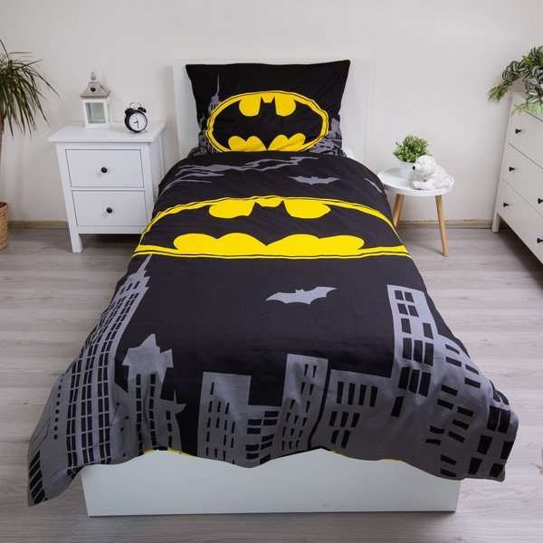Iš medvilnės viengulė vaikiška patalynė 140x200 cm Batman "The Emblem" – Jerry Fabrics-image-1