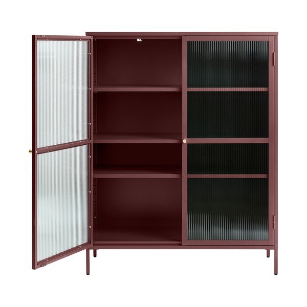 Iš metalo vitrina raudonos spalvos 111x140 cm Bronco – Unique Furniture-image-2